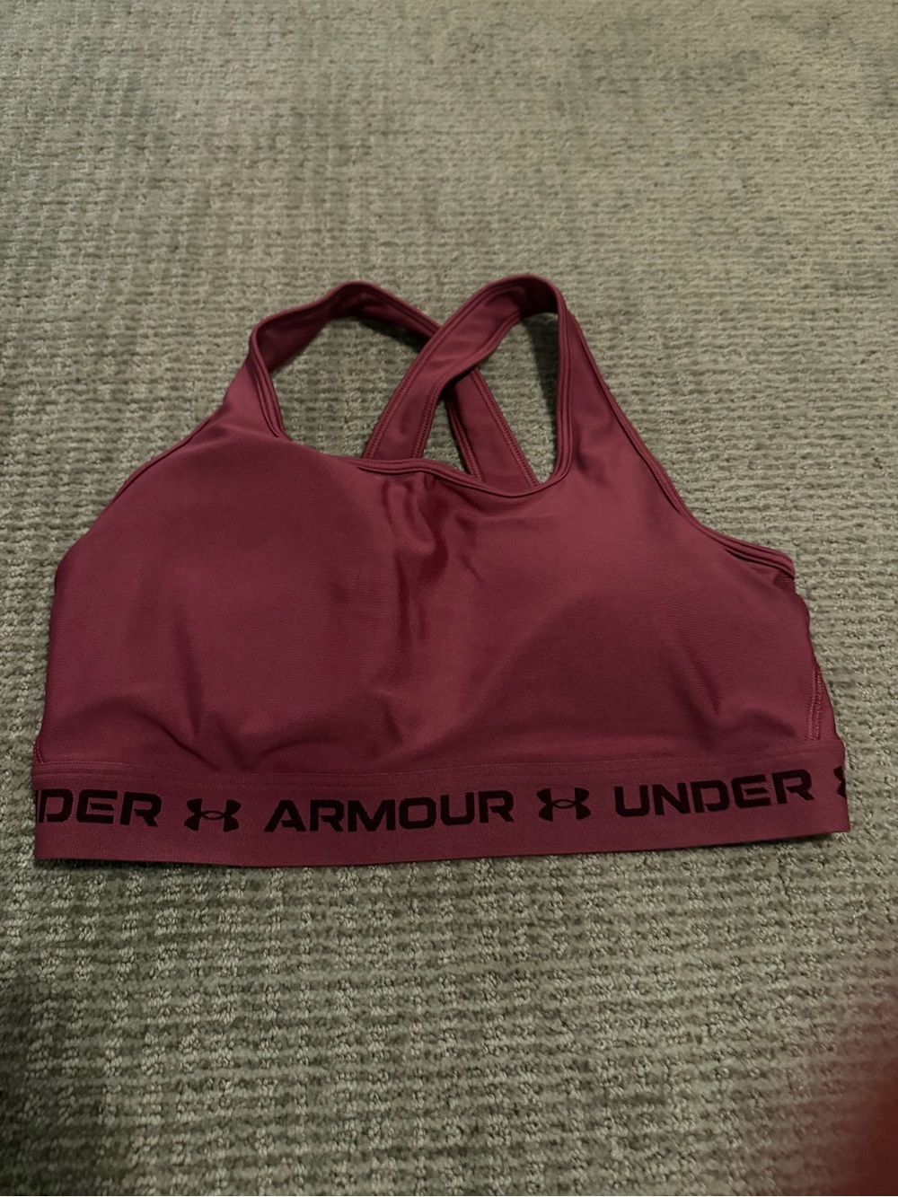 Under Armour Women's Maroon Racerback Sports Bra with Branded Band